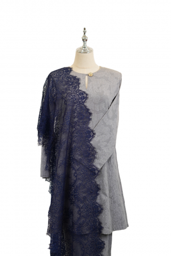 French Lace Selendang (Navy Blue)