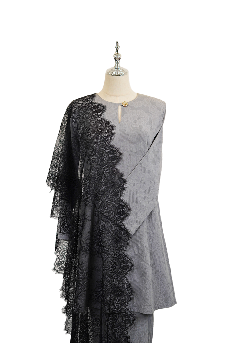 French Lace Selendang (Black)