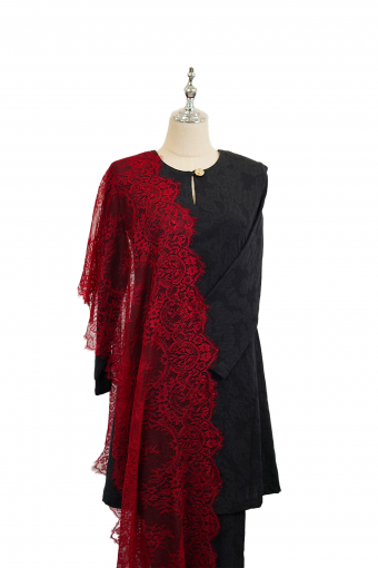 French Lace Selendang (Maroon)