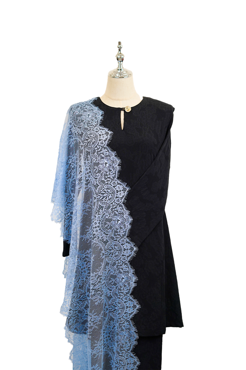 French Lace Selendang (Baby Blue)
