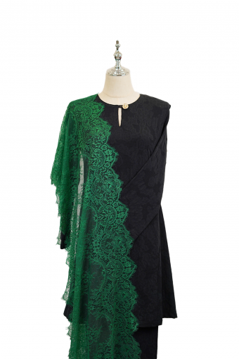 French Lace Selendang (Emerald Green)