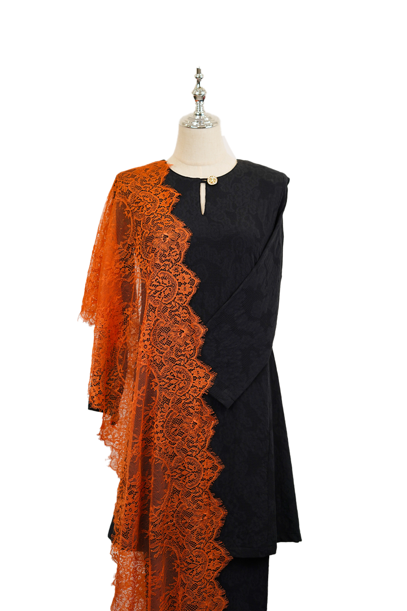French Lace Selendang (Orange)