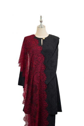 French Lace Selendang (Burgundy)