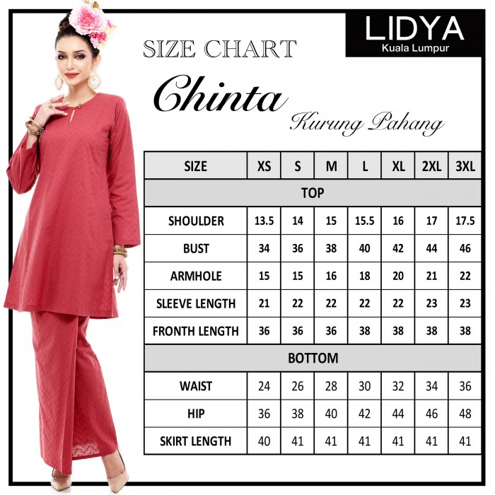 Klasik Kurung Pahang Chinta (Cherry Red)