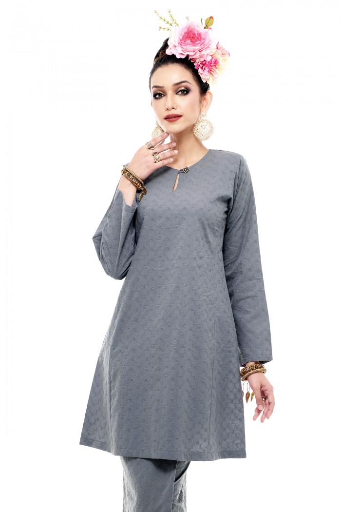 Klasik Kurung Pahang Chinta (Grey)