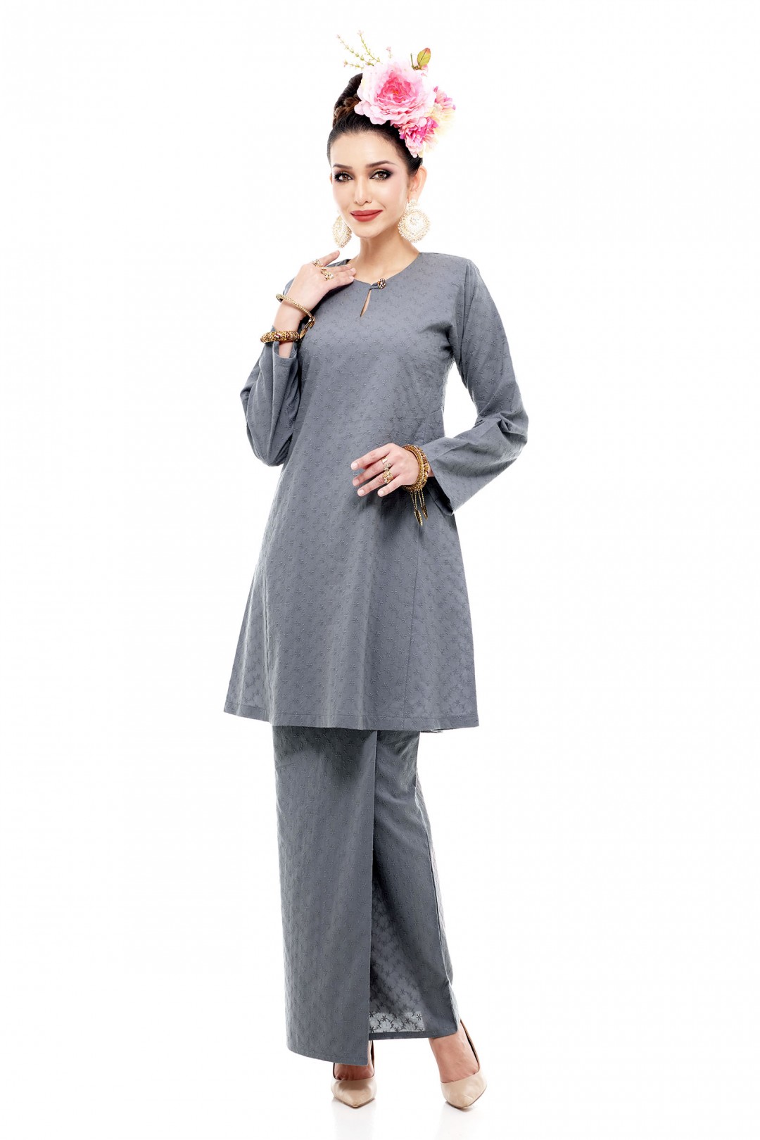 Klasik Kurung Pahang Chinta (Grey)