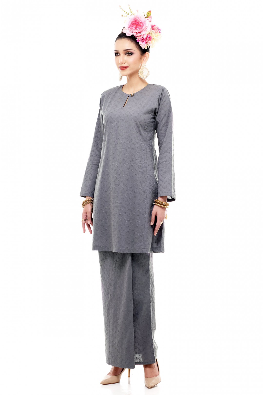 Klasik Kurung Pahang Chinta (Grey)