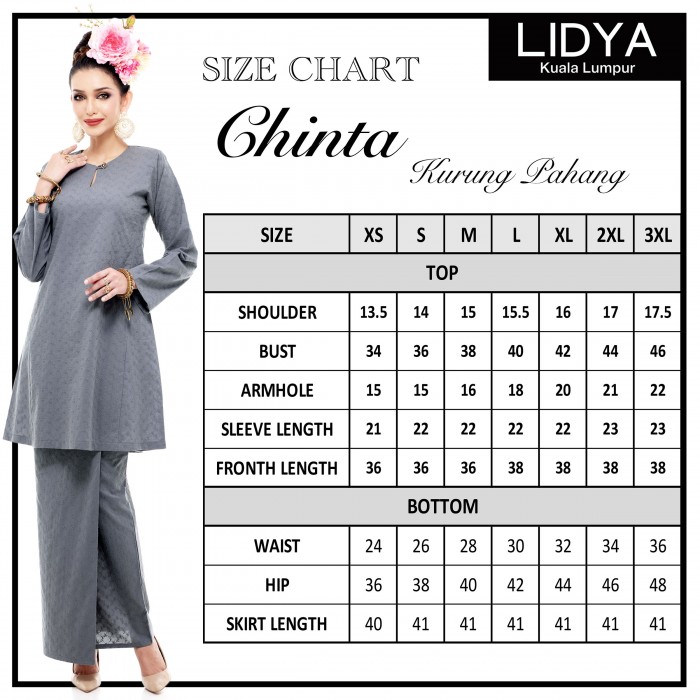 Klasik Kurung Pahang Chinta (Grey)