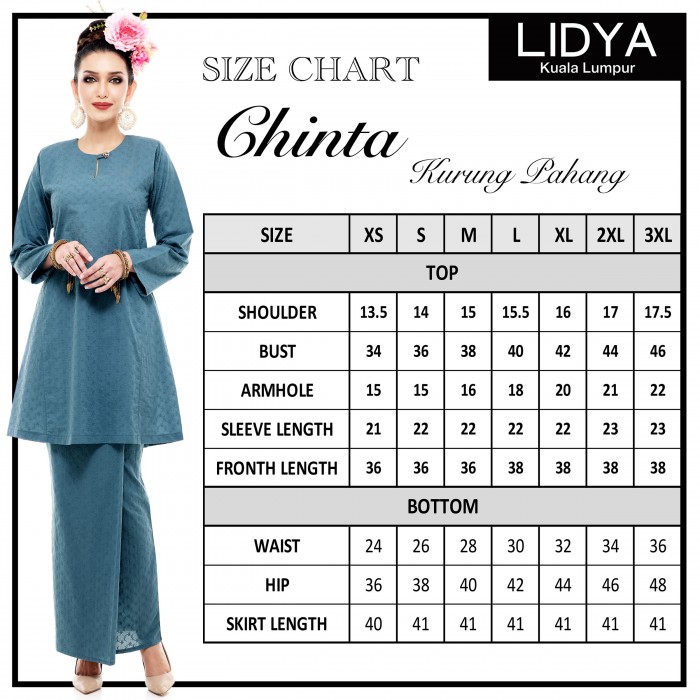 Klasik Kurung Pahang Chinta (Steel Blue)