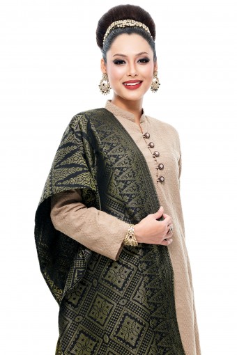 Selendang Songket Klasik (Classic Black Gold)