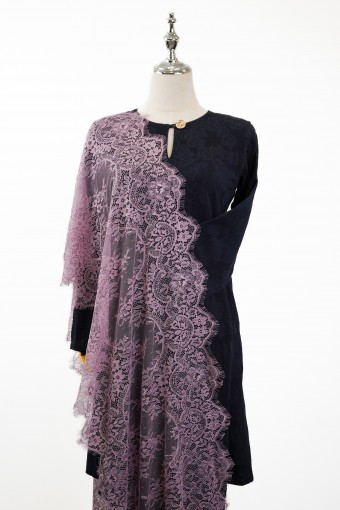 French Lace Selendang (Dusty Purple)