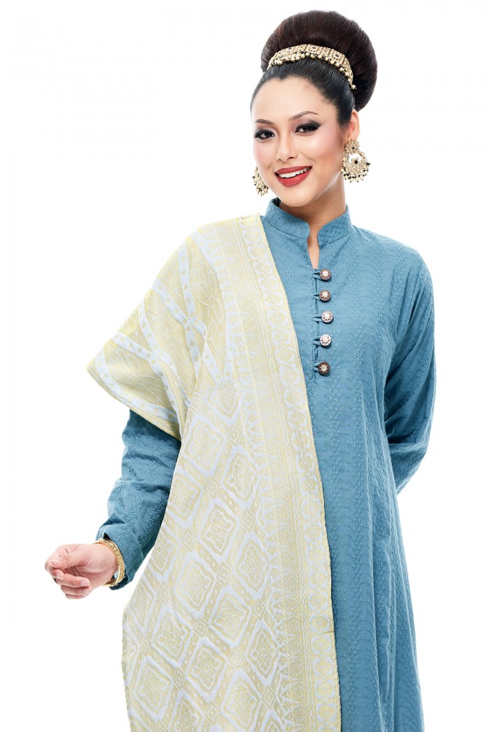 Selendang Songket Klasik (Dusty Blue Diamond)