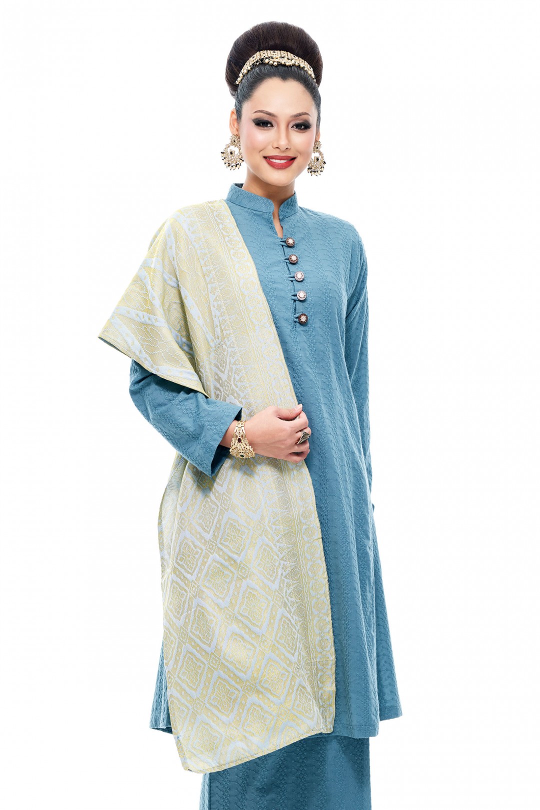 Selendang Songket Klasik (Dusty Blue Diamond)