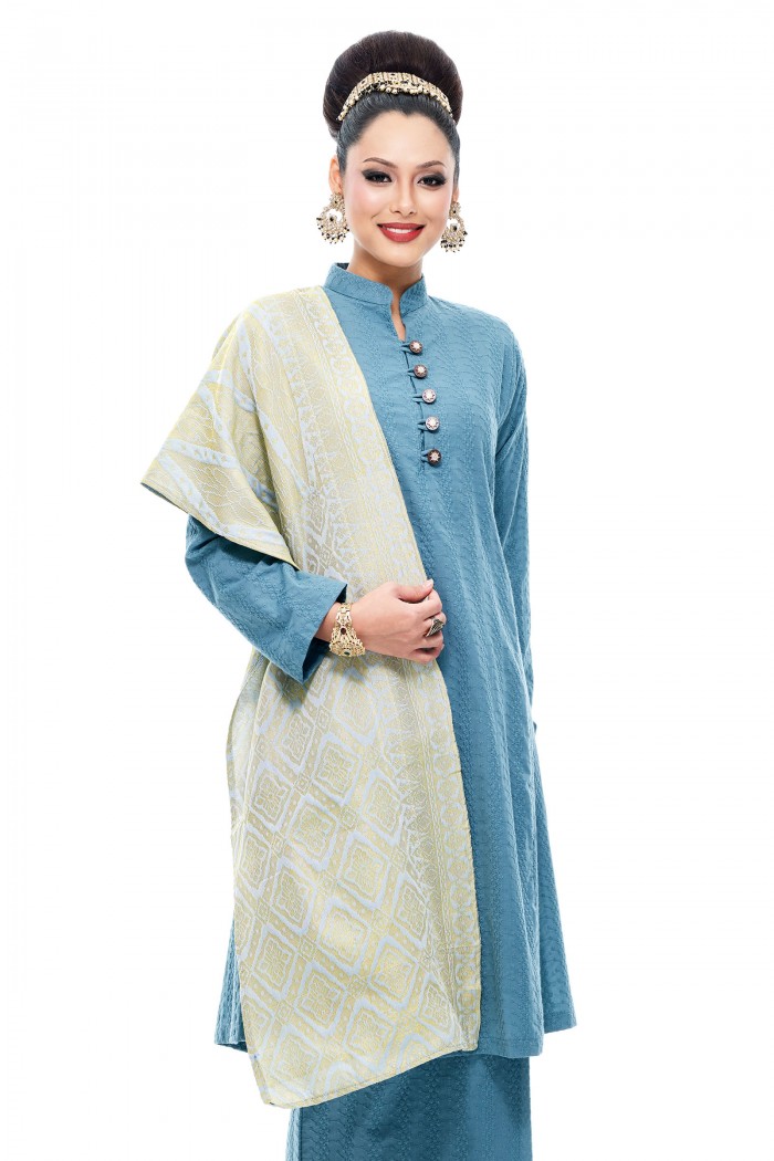 Selendang Songket Klasik (Dusty Blue Diamond)