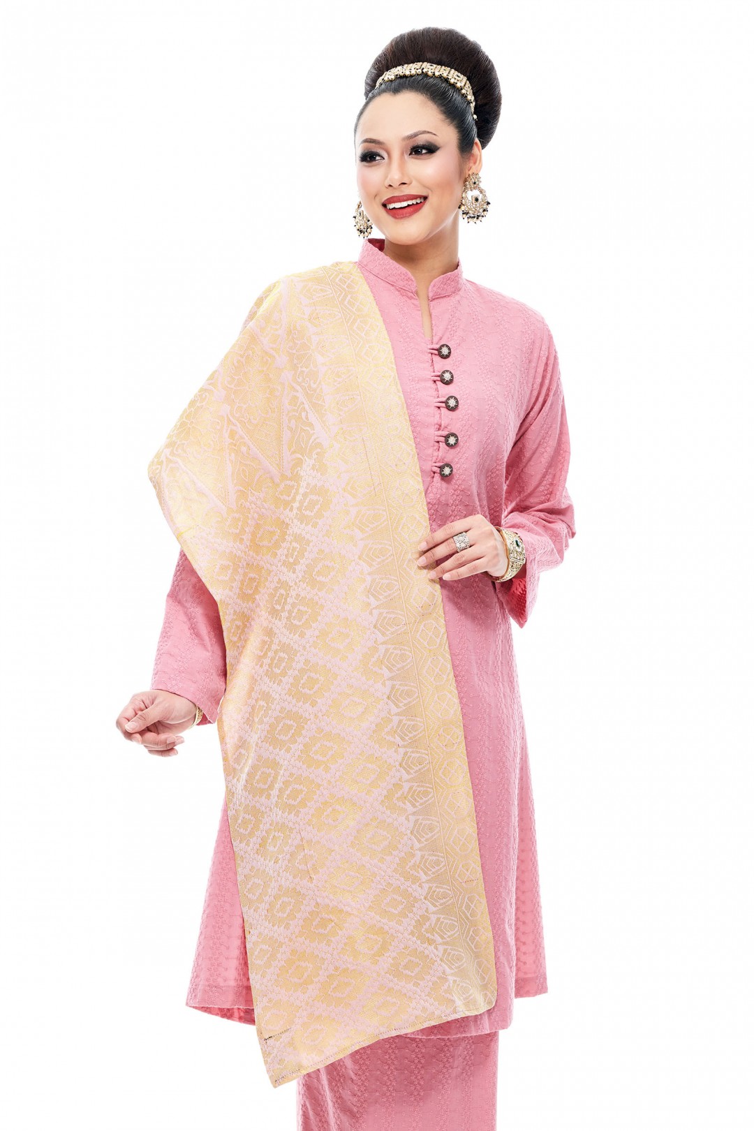 Selendang Songket Klasik (Dusty Pink Diamond)