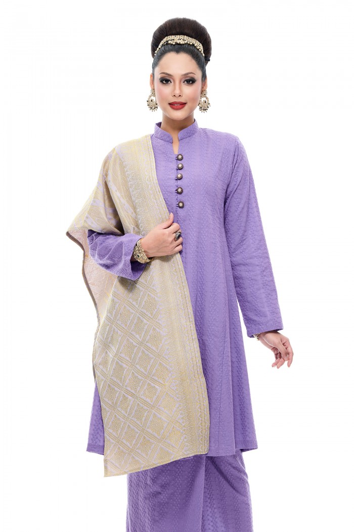 Selendang Songket Klasik (Dusty Purple Diamond)