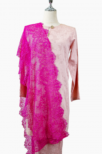 French Lace Selendang (Fuscia Pink)