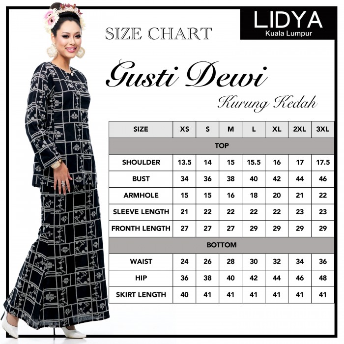 Kurung Kedah Gusti Dewi (Black)
