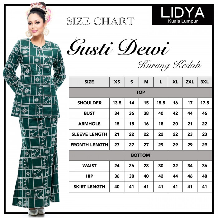 Kurung Kedah Gusti Dewi (Emerald Green)