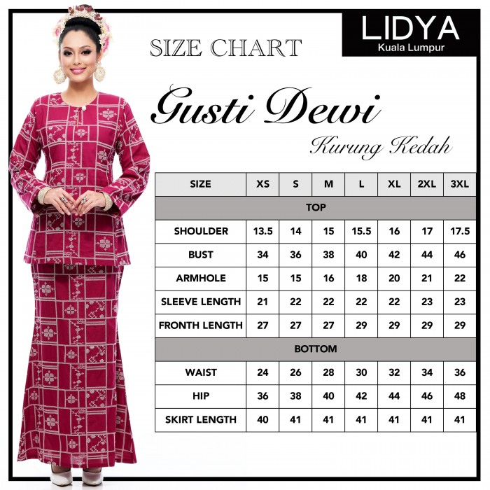 Kurung Kedah Gusti Dewi (Magenta)