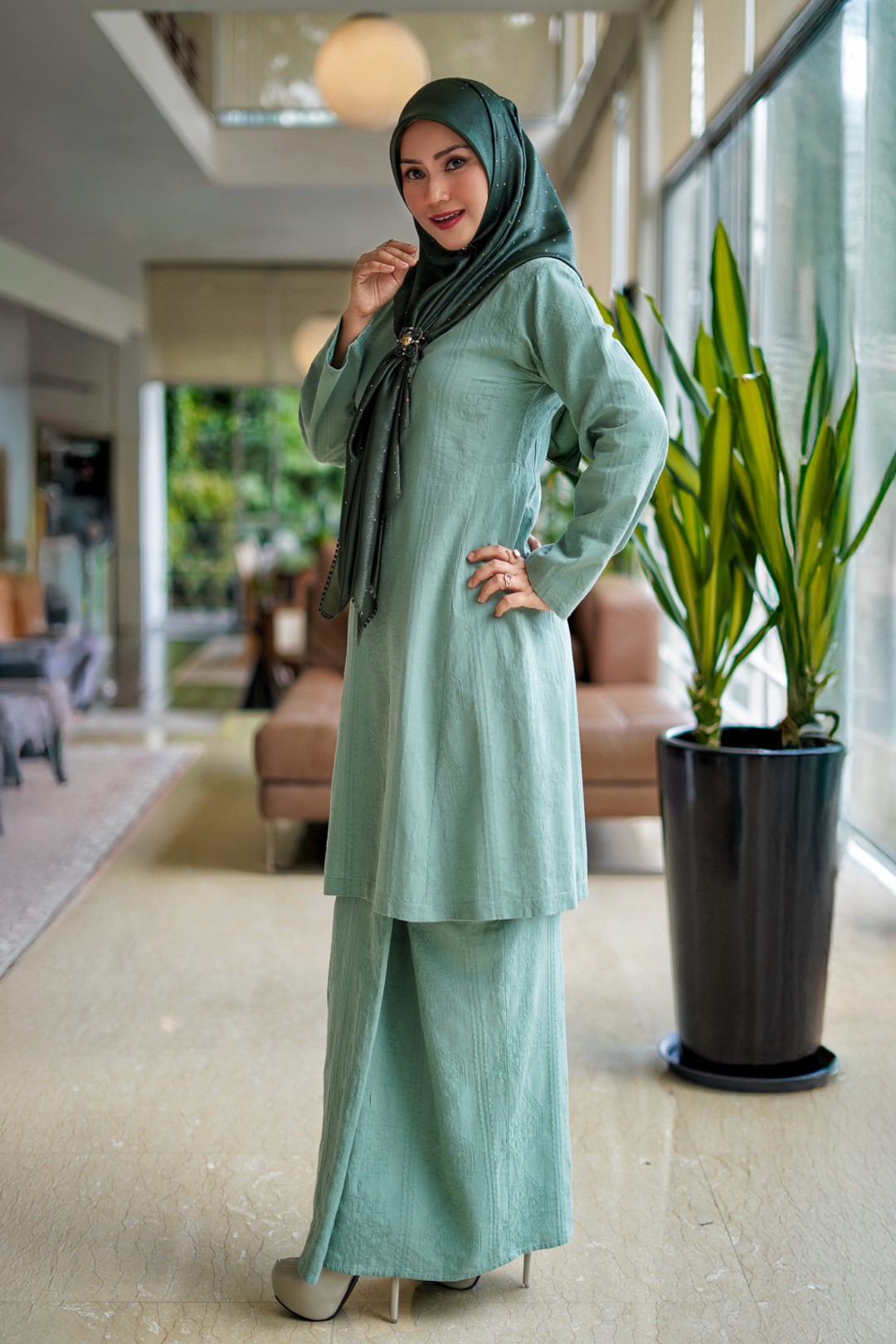 Dayang - Kurung Pahang Songket Klasik (Sage Green)