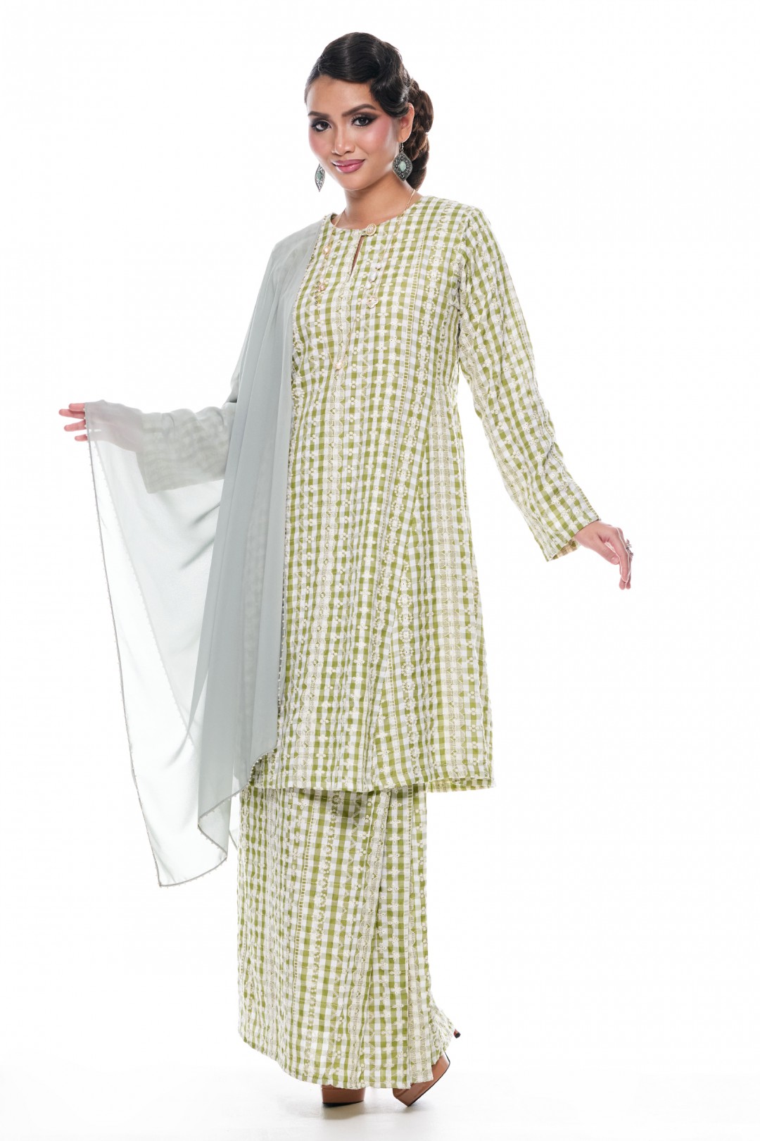 Jelita - Exclusive Long Beaded Shawl (Sage)