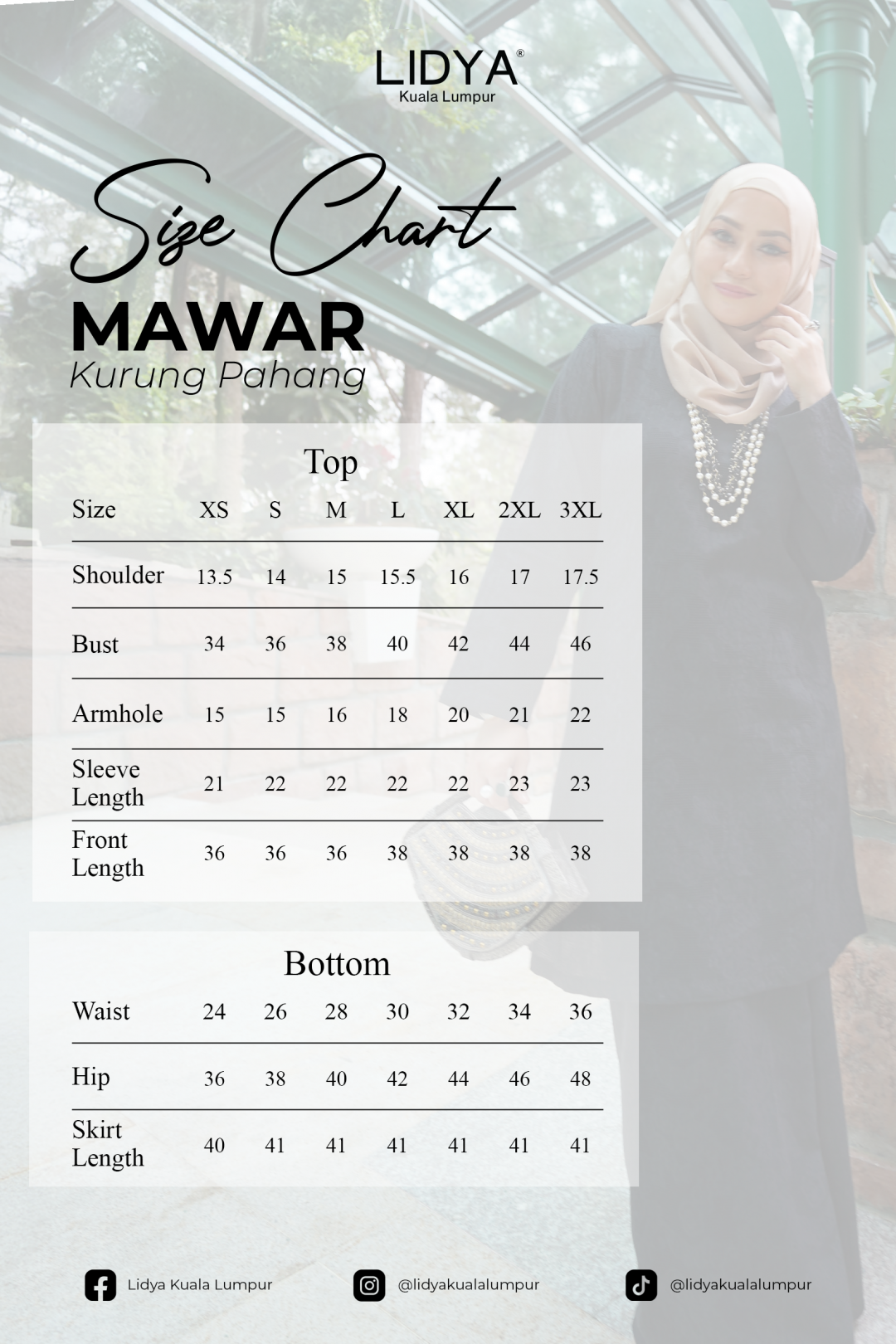 Klasik Kurung Pahang Mawar (Black)