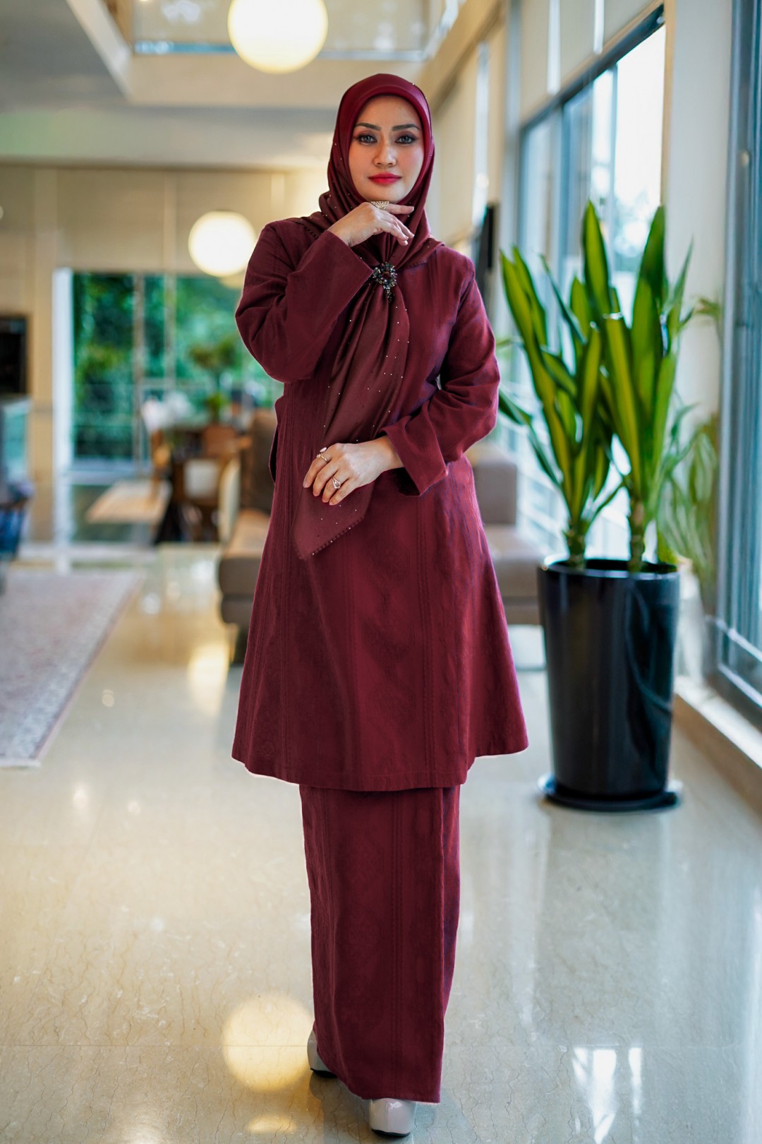 Dayang - Kurung Pahang Songket Klasik (Deep Maroon)