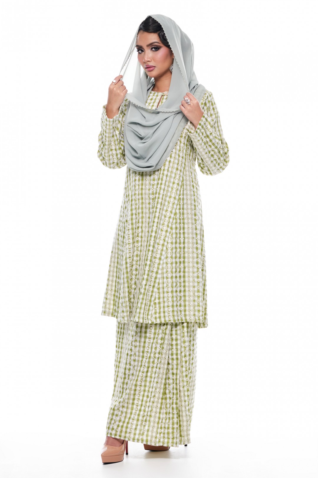 Anggun - Exclusive Instant Shawl Beaded (Sage)