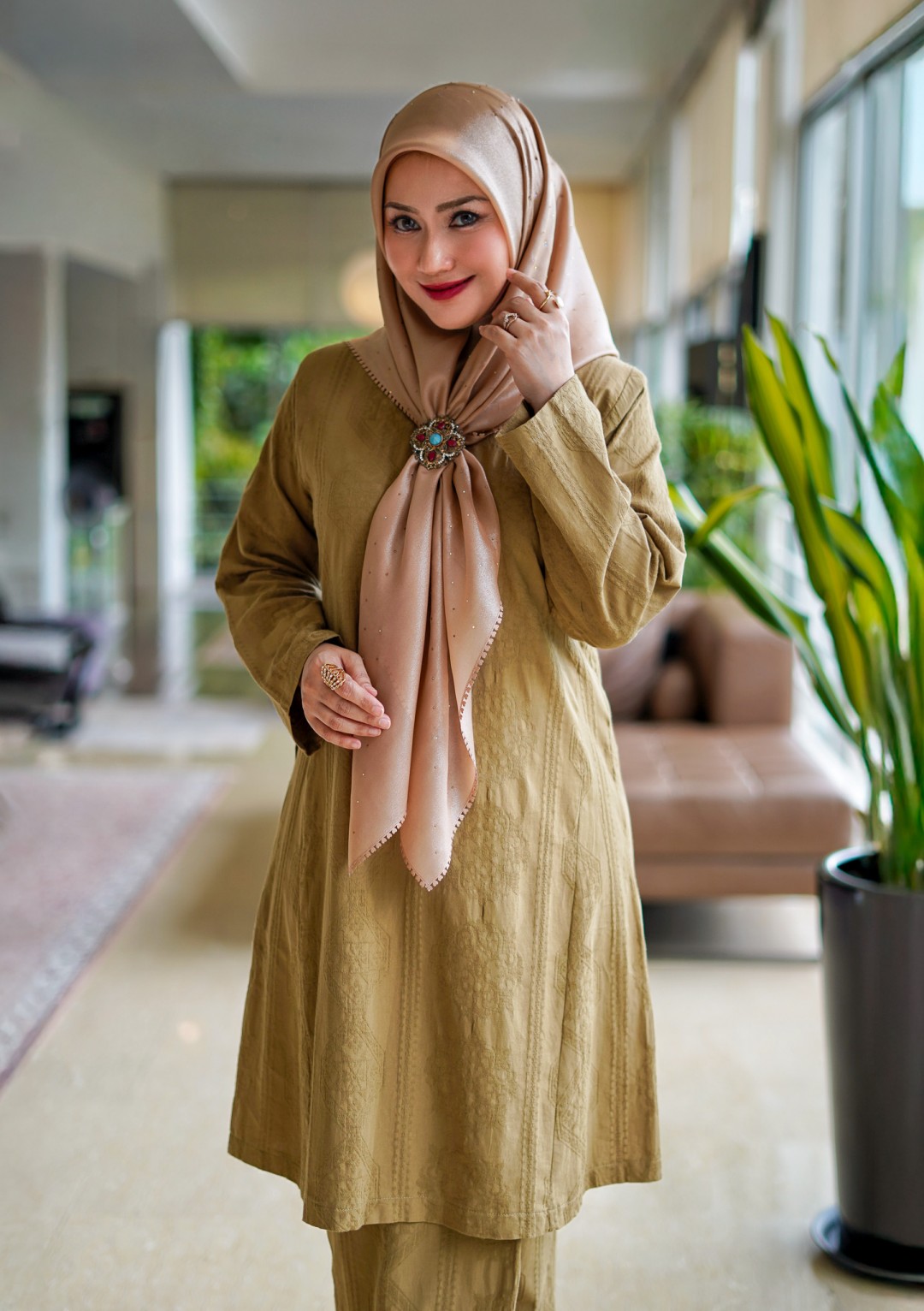 Dayang - Kurung Pahang Songket Klasik (Olive Gold)