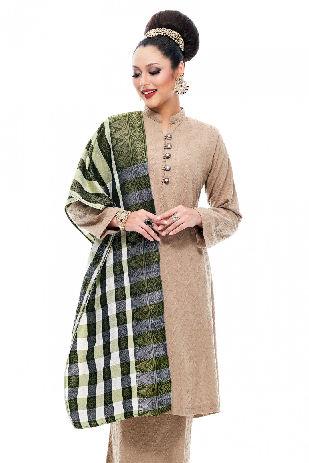 Selendang Songket Klasik (Pistachio Checker)