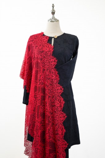 French Lace Selendang (Ruby Red)