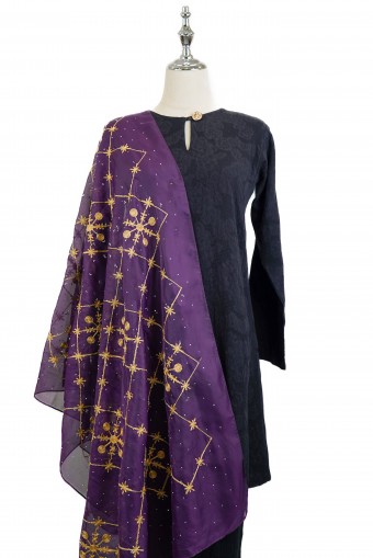 Exclusive Embroidery Dupatta Shawl (Dark Purple)