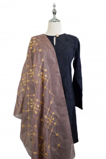 Exclusive Embroidery Dupatta Shawl (Dark Brown)