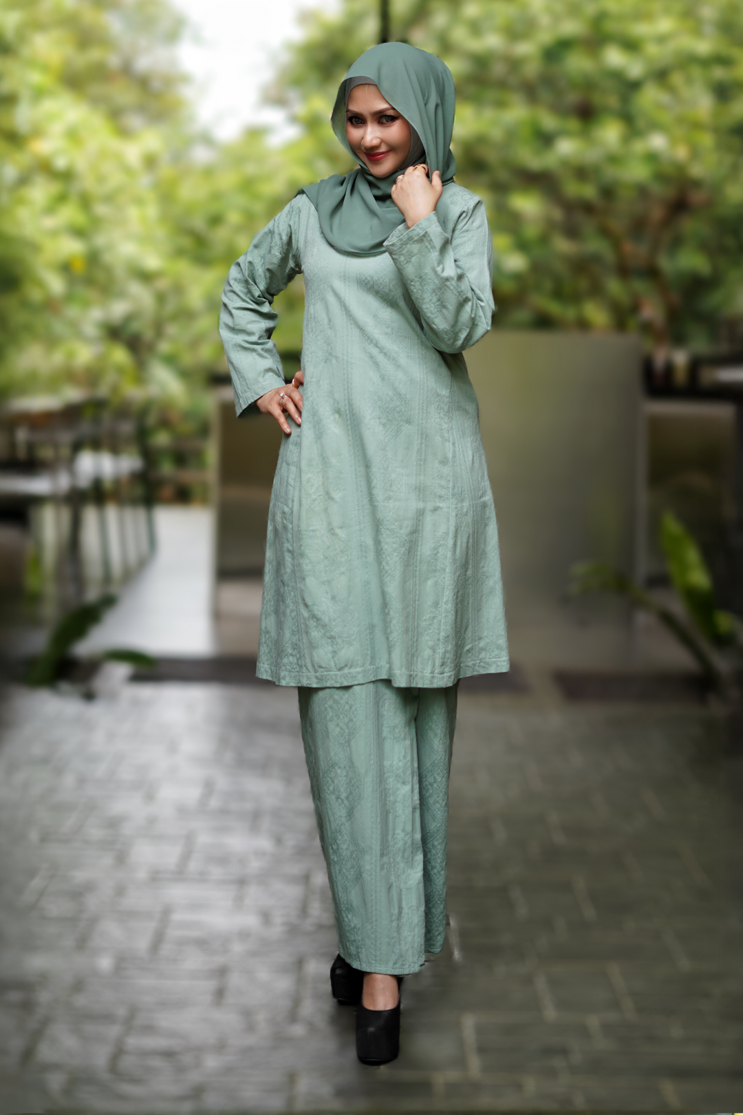 Dayang - Kurung Pahang Songket Klasik (Sage Green)