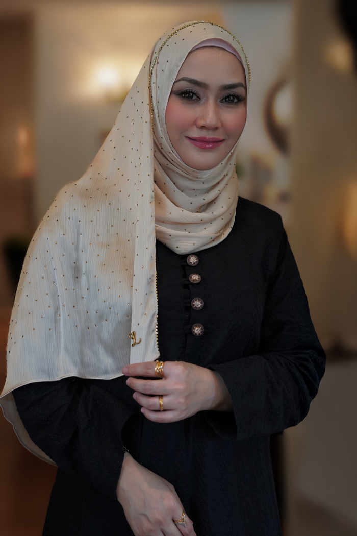 Clara Shawl - Gold Beaded Embellishment (Beige)