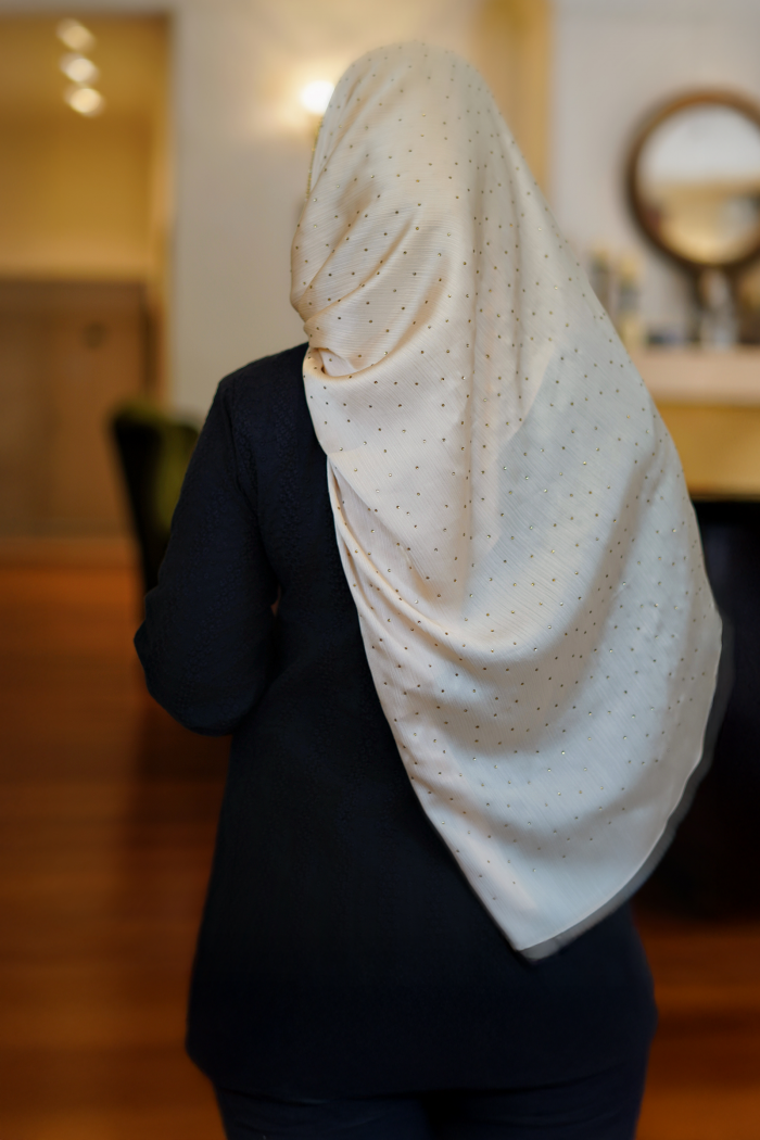 Clara Shawl - Gold Beaded Embellishment (Beige)