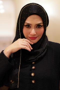 Clara Shawl - Gold Beaded Embellishment (Black)