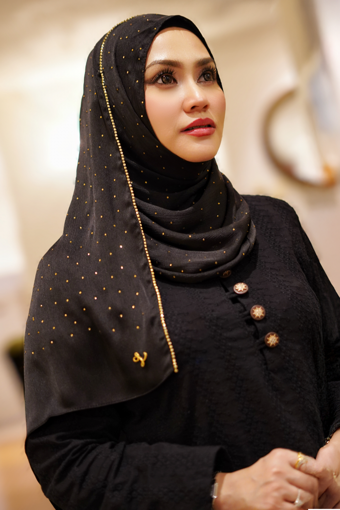 Clara Shawl - Gold Beaded Embellishment (Black)