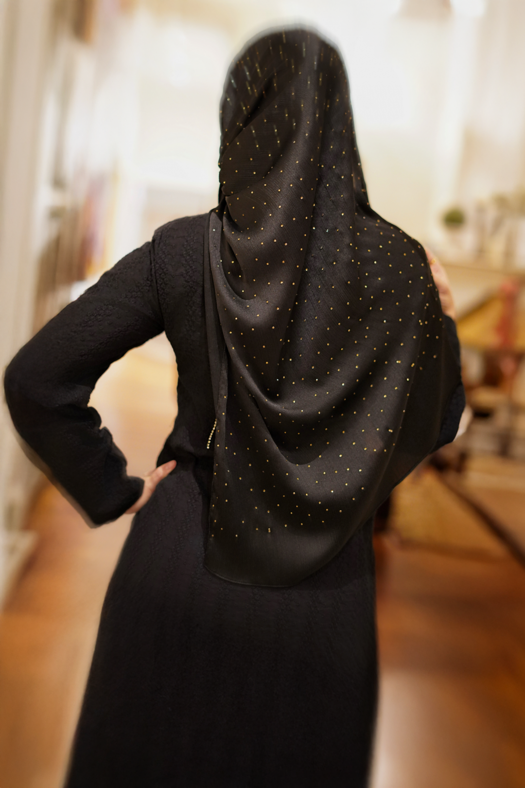 Clara Shawl - Gold Beaded Embellishment (Black)