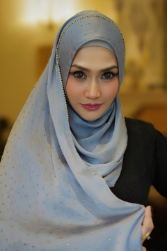 Clara Shawl - Gold Beaded Embellishment (Blue Grey)