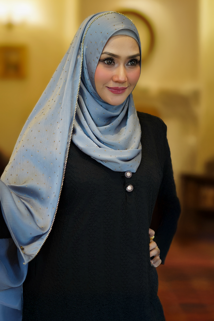 Clara Shawl - Gold Beaded Embellishment (Blue Grey)