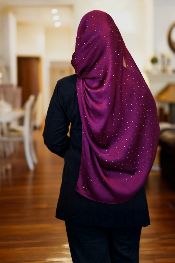 Clara Shawl - Gold Beaded Embellishment (Burgundy)