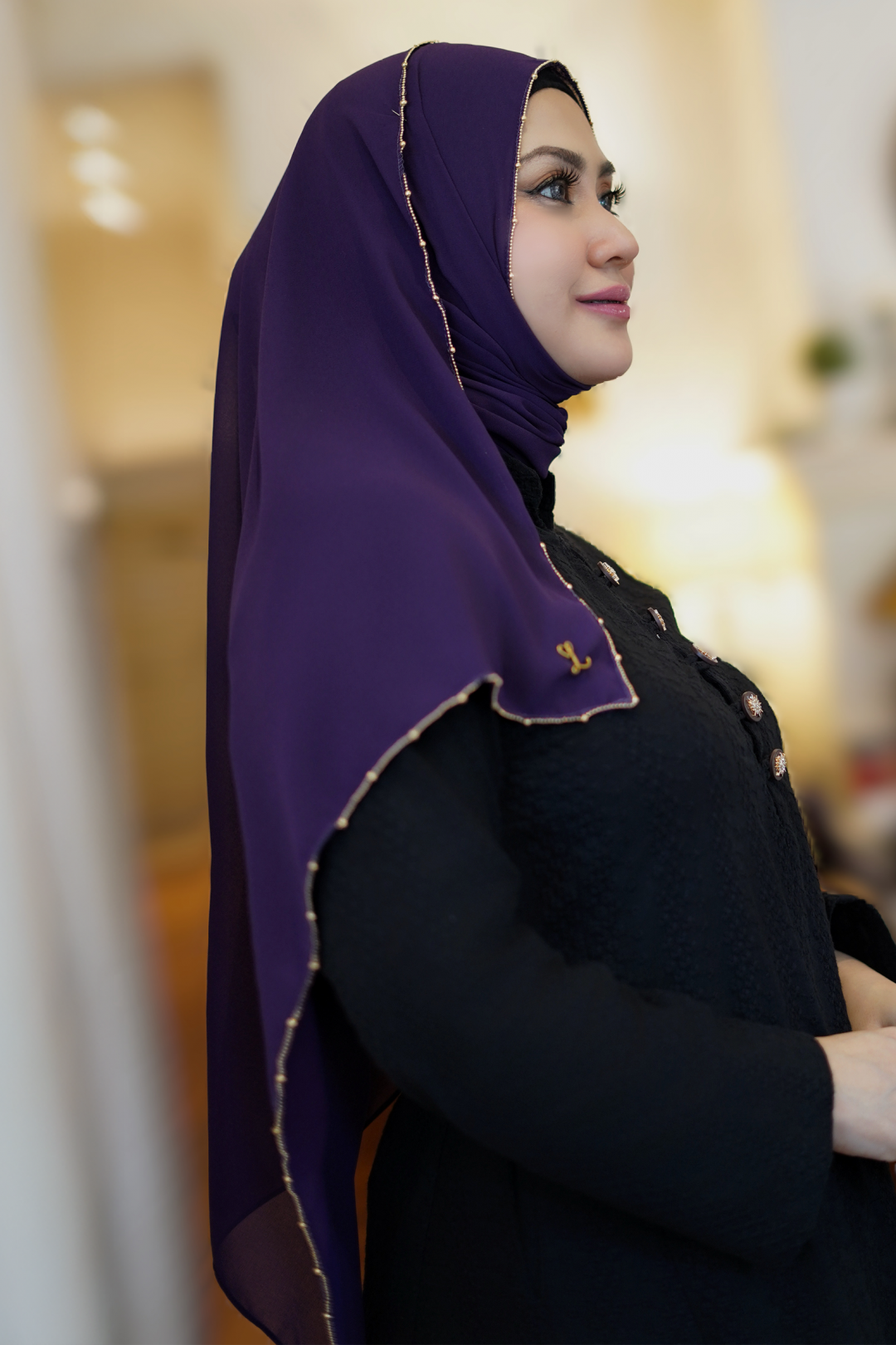 Eva Shawl - Borderline Shimmering Rhinestones (Dark Purple)