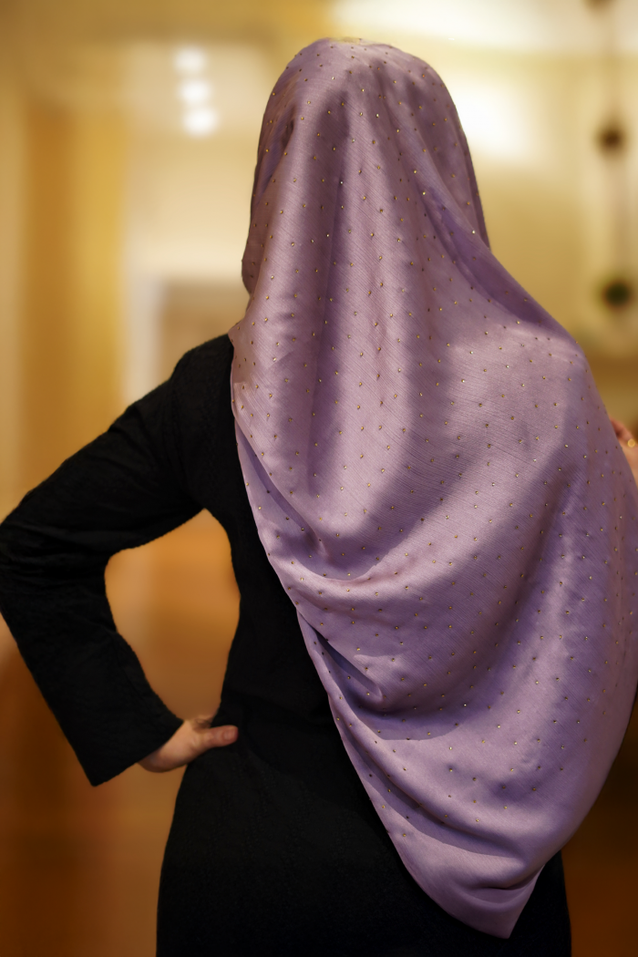 Clara Shawl - Gold Beaded Embellishment (Dusty Purple)