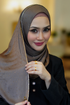 Clara Shawl - Gold Beaded Embellishment (Espresso)