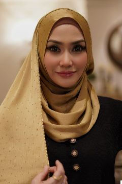 Clara Shawl - Gold Beaded Embellishment (Golden Brown)