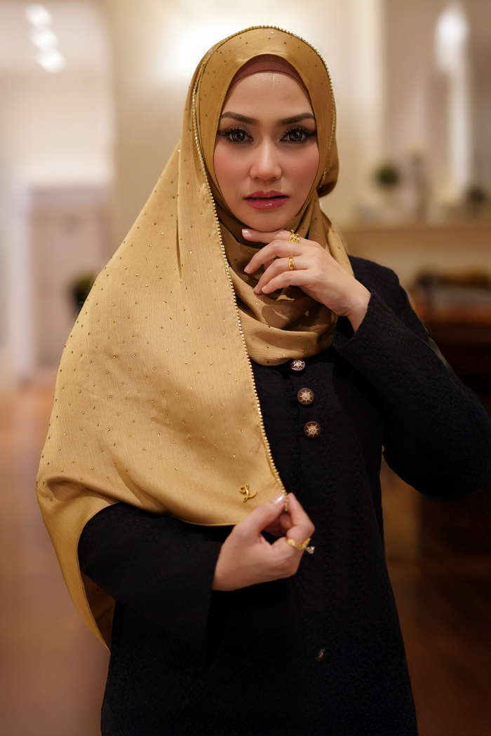 Clara Shawl - Gold Beaded Embellishment (Golden Brown)