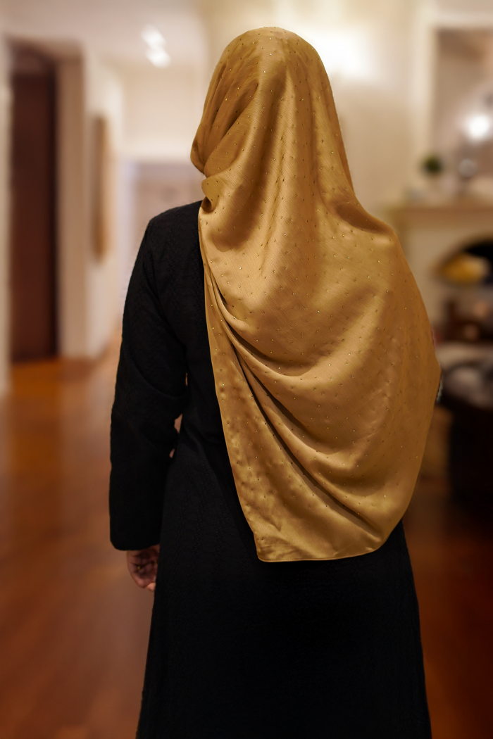 Clara Shawl - Gold Beaded Embellishment (Golden Brown)