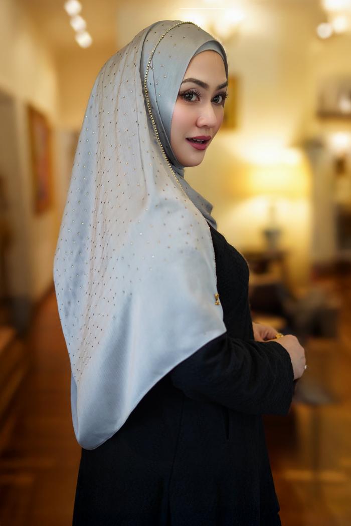 Clara Shawl - Gold Beaded Embellishment (Grey)